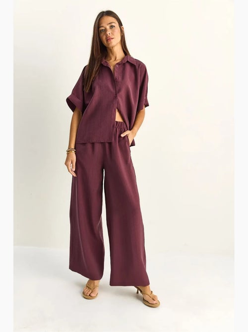Conjunto de duas peças de perna larga de cintura subida com colarinho de camisa lucci - Kiabi Conjunto de duas peças de perna larga de cintura subida com colarinho de camisa lucci - Kiabi