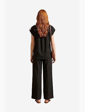 Conjunto de duas peças de perna larga de cintura subida com colarinho de camisa my fashion