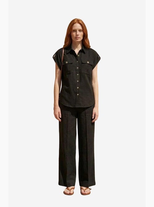 Conjunto de duas peças de perna larga de cintura subida com colarinho de camisa my fashion - Kiabi Conjunto de duas peças de perna larga de cintura subida com colarinho de camisa my fashion - Kiabi