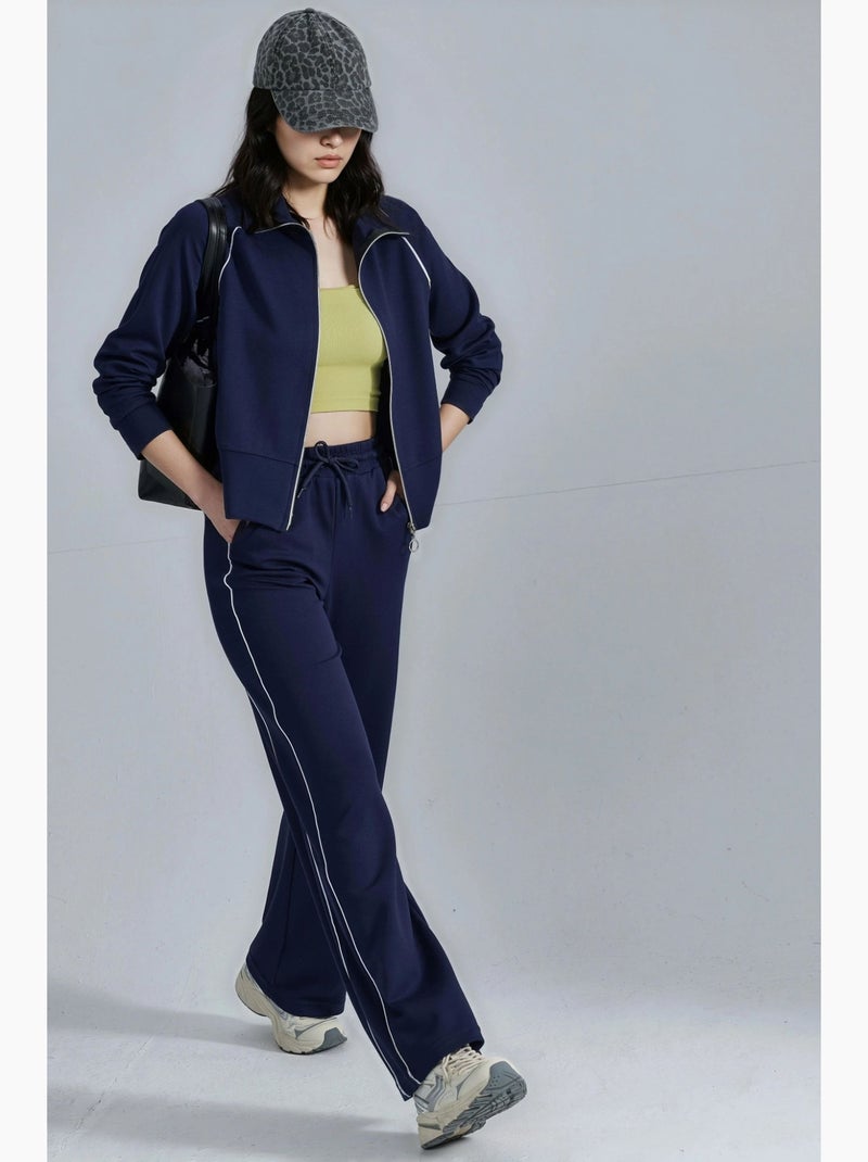 Conjunto de duas peças de sweatshirt com fecho e calças modal touch hiccup Azul-marinho - Kiabi