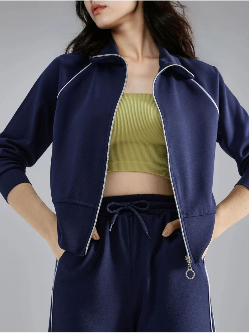 Conjunto de duas peças de sweatshirt com fecho e calças modal touch hiccup Azul-marinho - Kiabi