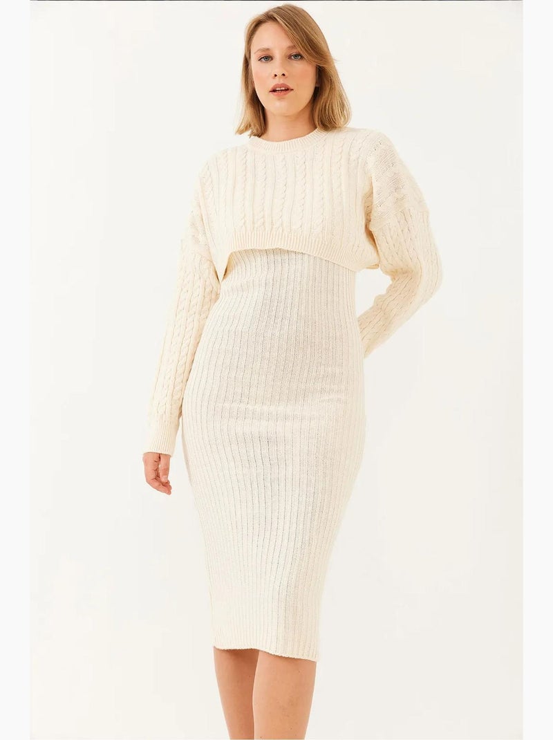 Conjunto de duas peças de vestido curto de malha lucci Bege-argila - Kiabi