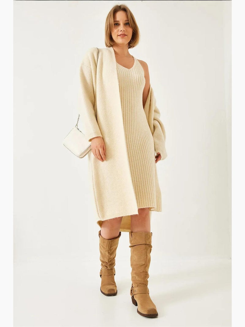Conjunto de duas peças de vestido e cardigan lucci Bege-argila - Kiabi