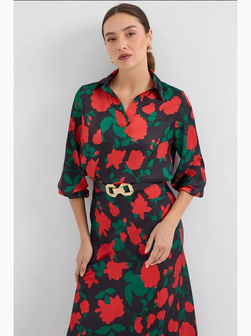 Conjunto de duas peças em cetim estampado bdart Preto Vermelho - Kiabi