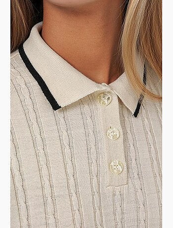 Conjunto de duas peças em malha com camisola e saia de gola polo bdart