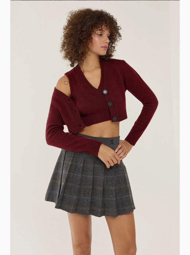 Conjunto de duas peças em malha com decote em v e detalhe de botão hiccup Vermelho - Kiabi