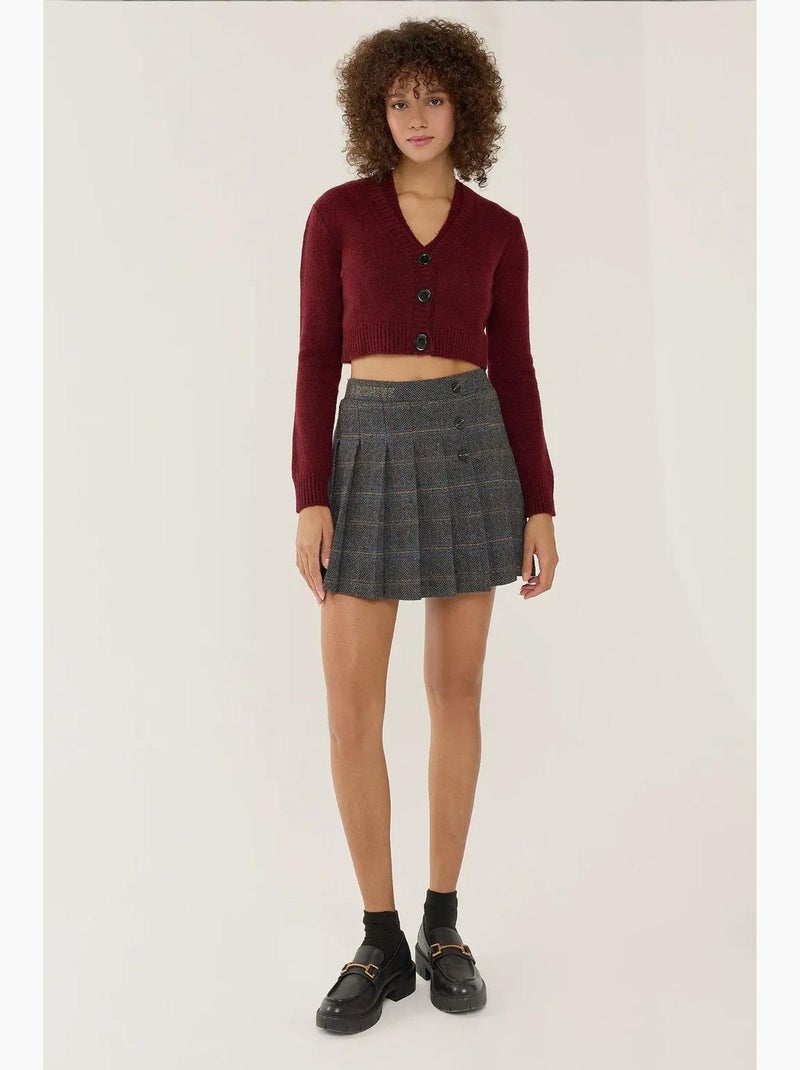 Conjunto de duas peças em malha com decote em v e detalhe de botão hiccup Vermelho - Kiabi