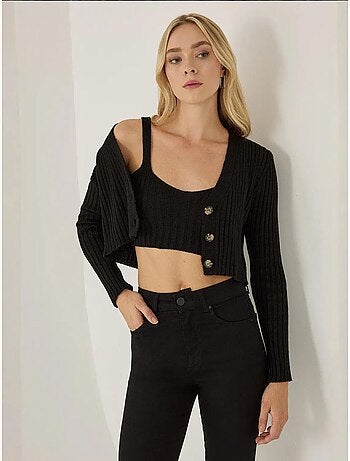 Conjunto de duas peças em malha cropped hiccup