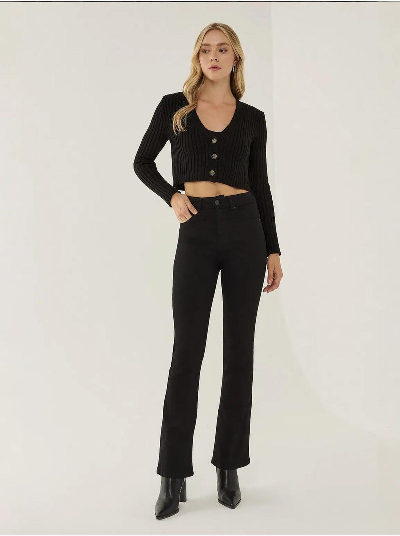 Conjunto de duas peças em malha cropped hiccup Preto - Kiabi