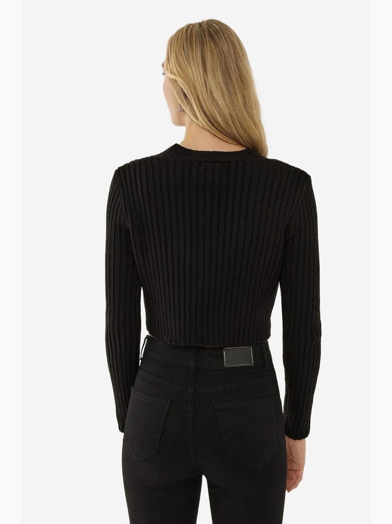 Conjunto de duas peças em malha cropped hiccup Preto - Kiabi