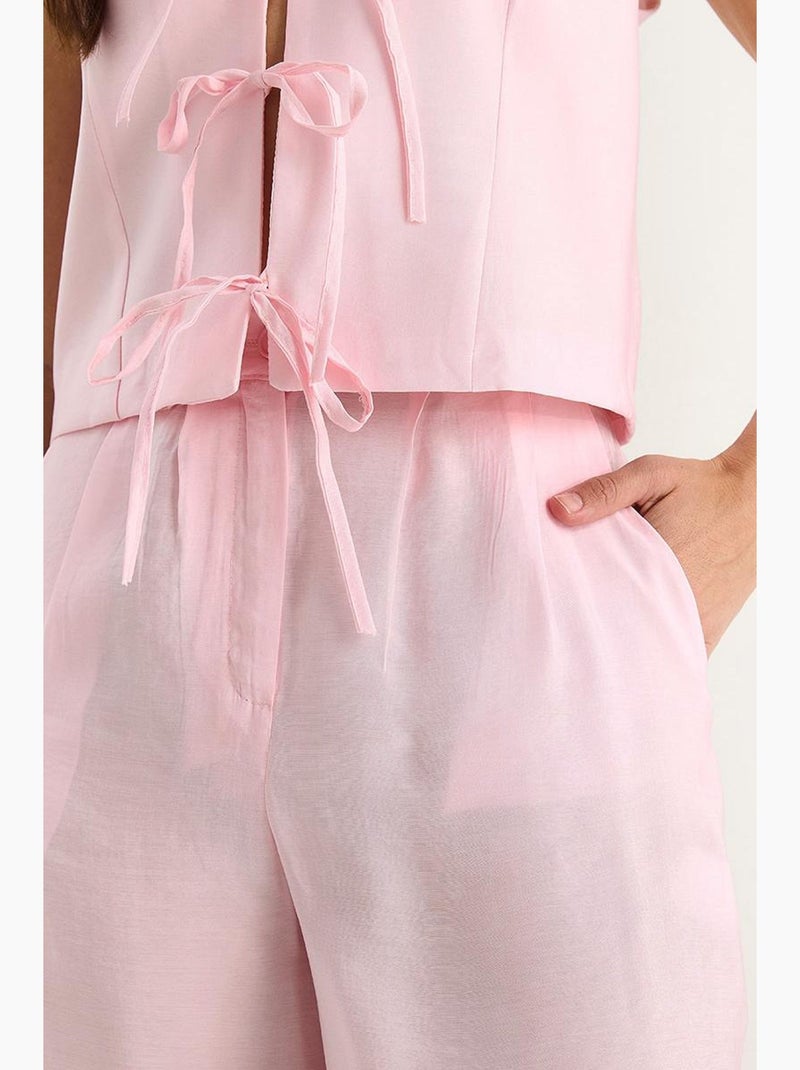 Conjunto de duas peças em modal com colete e calças largas de cintura subida bianco lucci Rosa-pálido - Kiabi