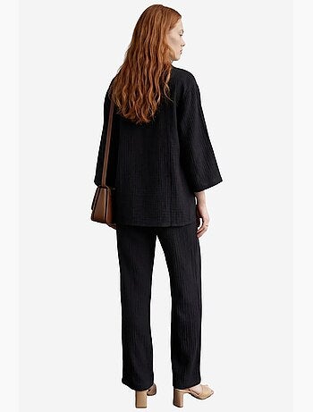 Conjunto de duas peças em tecido de musselina com camisa e calças my fashion