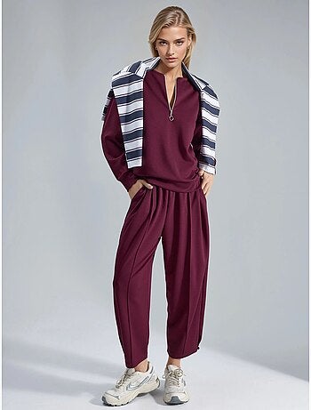 Conjunto de duas peças modal touch com gola com fecho hiccup