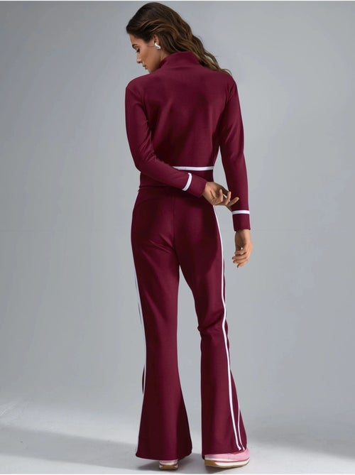 Conjunto de duas peças modal touch com sweatshirt com fecho e calças à boca de sino hiccup - Kiabi