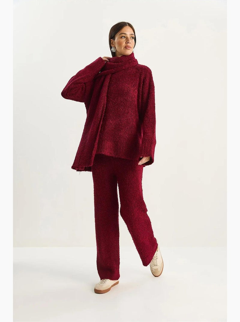 Conjunto de duas peças oversized em malha canelada lucci Vermelho bordô - Kiabi