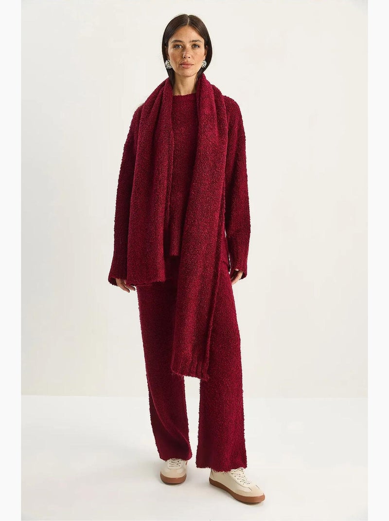 Conjunto de duas peças oversized em malha canelada lucci Vermelho bordô - Kiabi