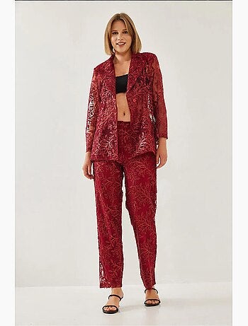 Conjunto de duas peças texturizadas semitransparentes com lantejoulas mbms lucci