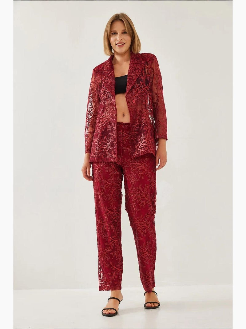 Conjunto de duas peças texturizadas semitransparentes com lantejoulas mbms lucci Vermelho bordô - Kiabi