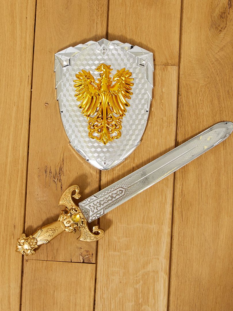 Conjunto de espada e escudo de cavaleiro cinza - Kiabi