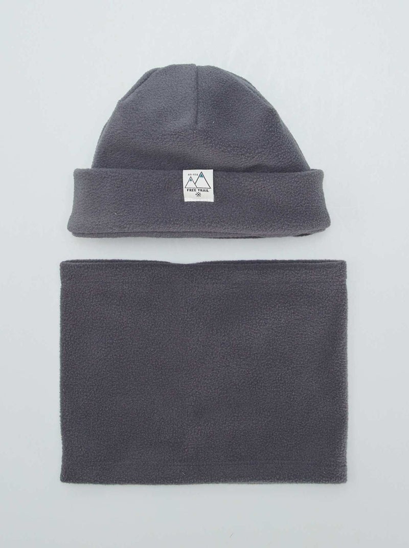 Conjunto de esqui gorro + gola snood em malha polar CINZA - Kiabi