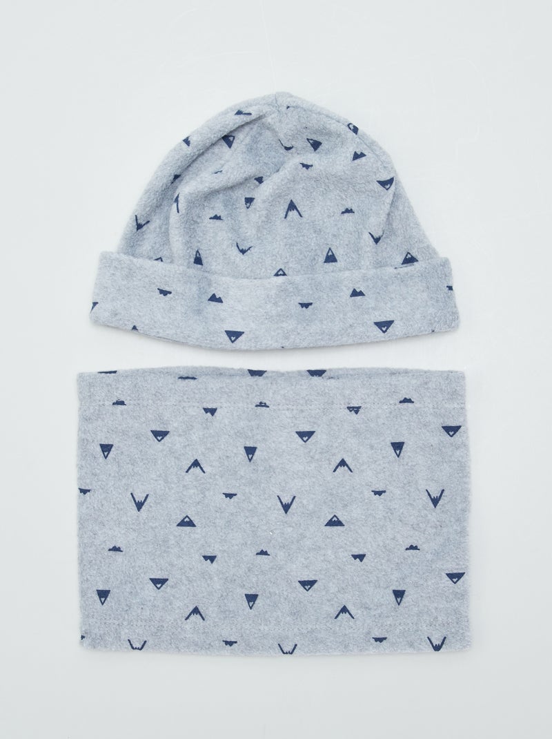 Conjunto de esqui gorro + gola snood estampada CINZA - Kiabi