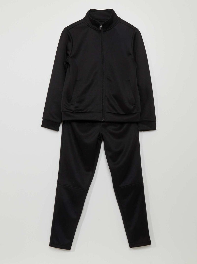 Conjunto de fato de treino com fecho + calças Preto - Kiabi