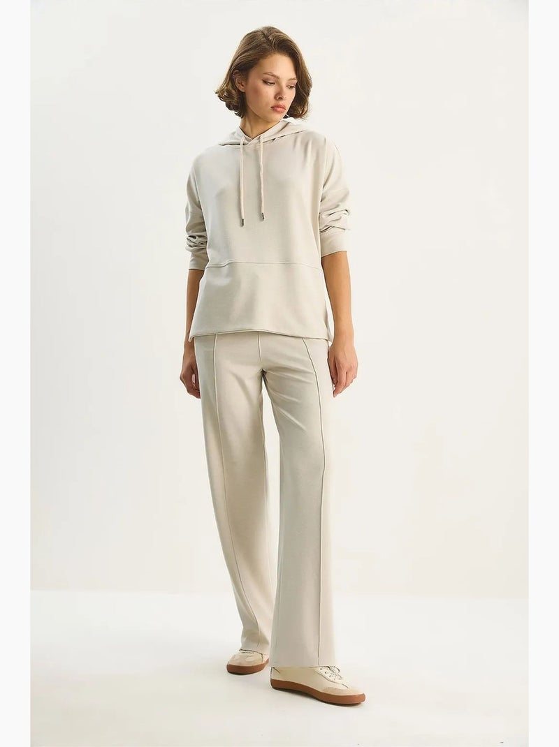 Conjunto de fato de treino com sweatshirt com capuz e calças de perna larga lucci Bege-argila - Kiabi