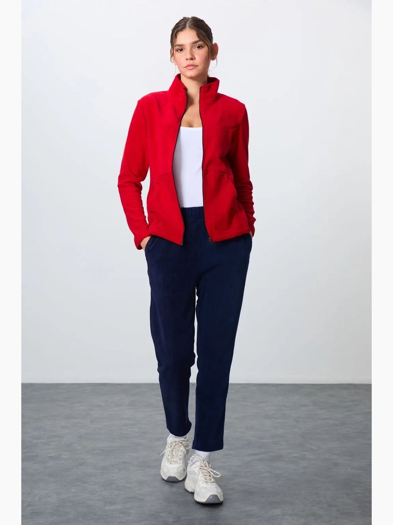 Conjunto de fato de treino de mulher com fecho de correr e manga comprida tommy Vermelho - Kiabi
