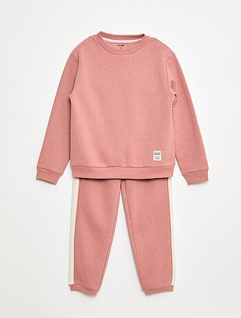 Conjunto de fato de treino em moletom cardado sweat + calças - 2 peças