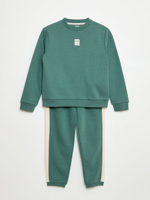 Conjunto de fato de treino em moletom cardado sweat + calças - 2 peças - Kiabi