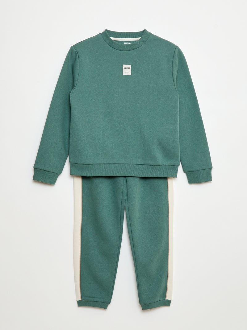 Conjunto de fato de treino em moletom cardado sweat + calças - 2 peças Verde - Kiabi