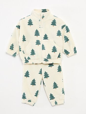 Conjunto de jogging em polar casaco com fecho + calças - 2 peças