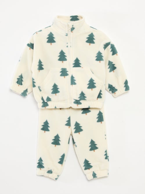 Conjunto de fato de treino em polar casaco com fecho + calças - 2 peças - Kiabi