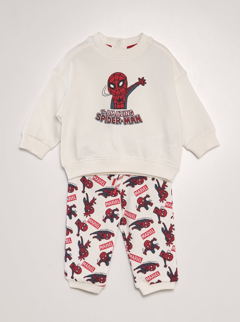 Conjunto de fato de treino 'Homem-Aranha' da 'Marvel' com sweatshirt + calças - 2 peças BRANCO - Kiabi