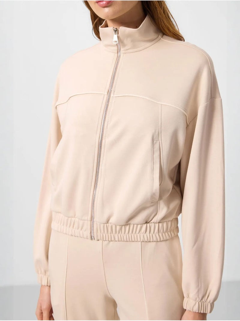 Conjunto de fato de treino oversized com gola com fecho tommy Bege-argila - Kiabi