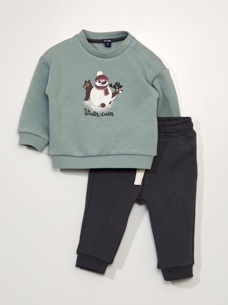 Conjunto de fato de treino sweatshirt + calças - 2 peças AZUL - Kiabi