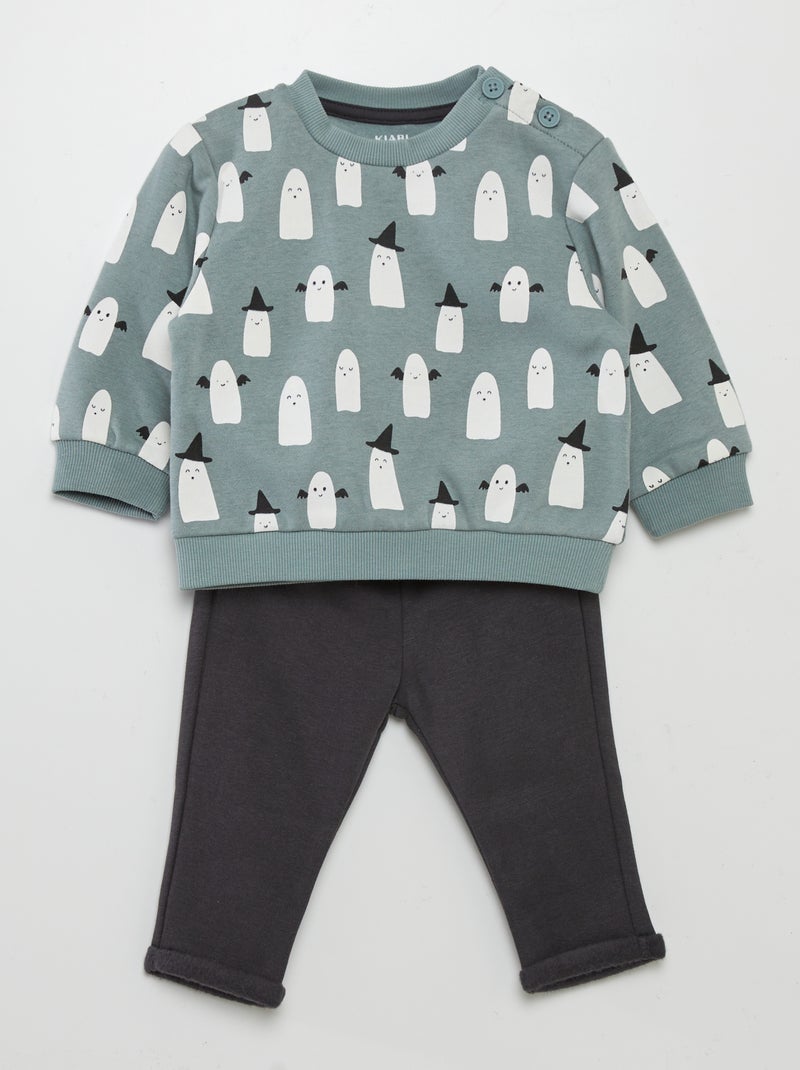 Conjunto de fato de treino sweatshirt + calças  - 2 peças AZUL - Kiabi