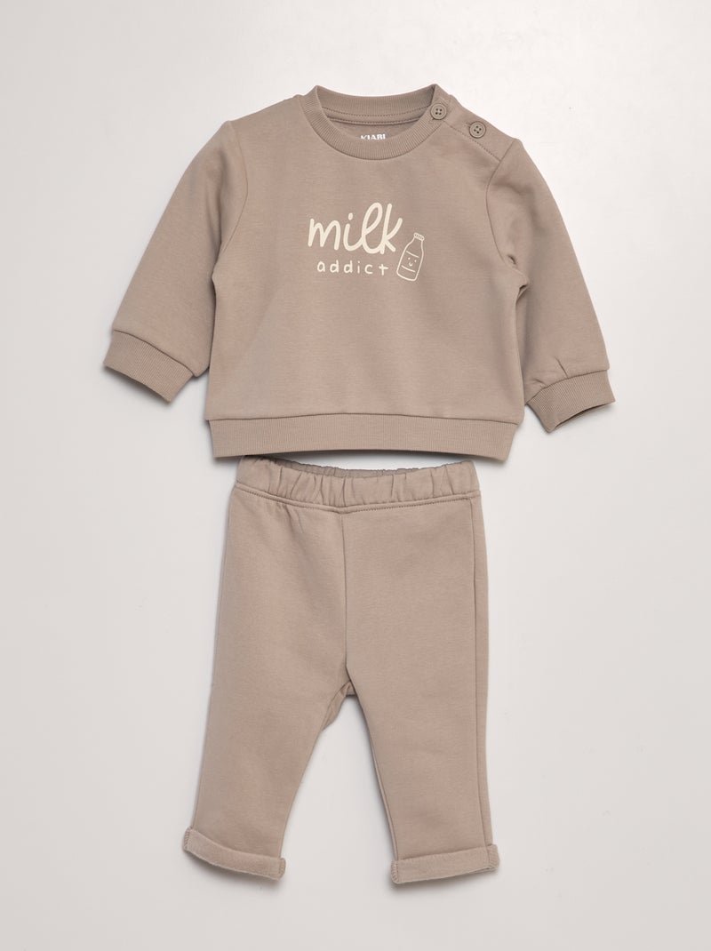 Conjunto de fato de treino sweatshirt + calças  - 2 peças BEGE - Kiabi