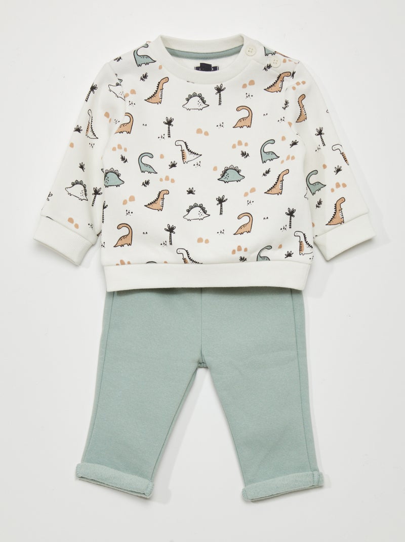 Conjunto de fato de treino sweatshirt + calças - 2 peças BRANCO - Kiabi