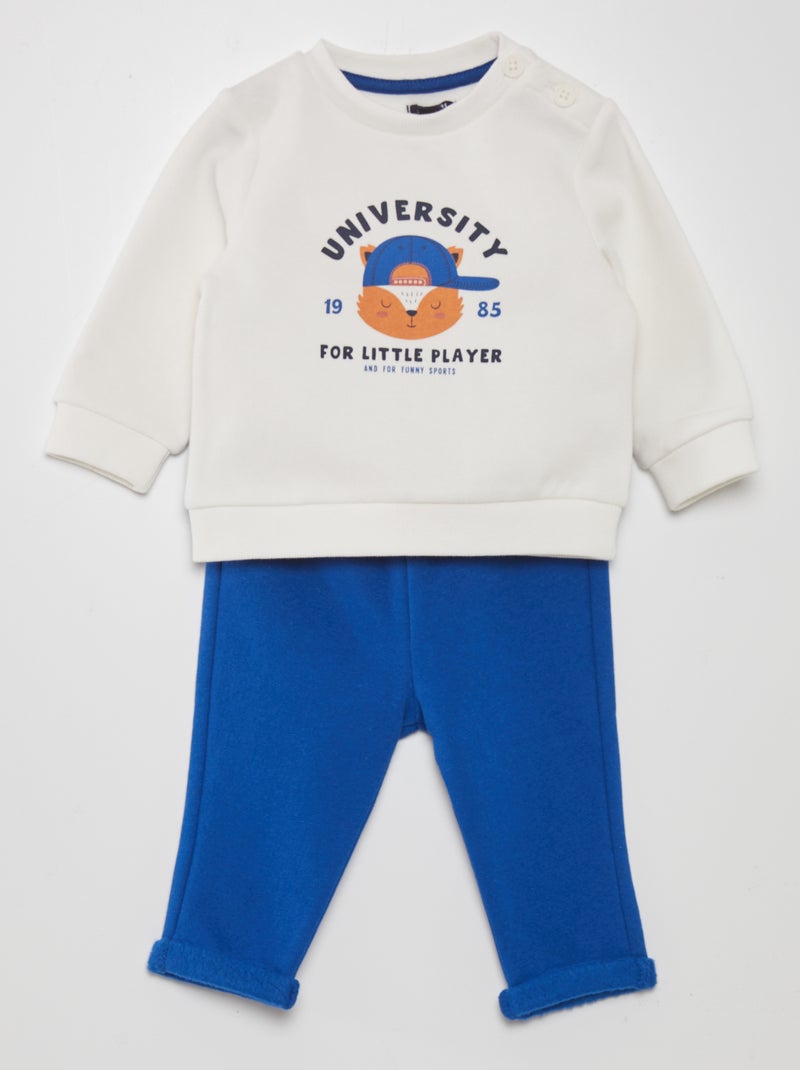 Conjunto de fato de treino sweatshirt + calças - 2 peças BRANCO - Kiabi