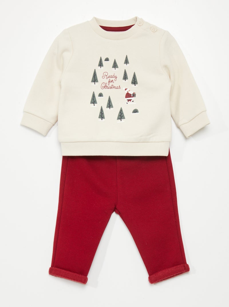 Conjunto de fato de treino sweatshirt + calças - 2 peças BRANCO - Kiabi
