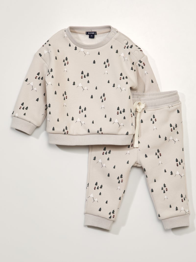 Conjunto de fato de treino sweatshirt + calças - 2 peças BRANCO - Kiabi