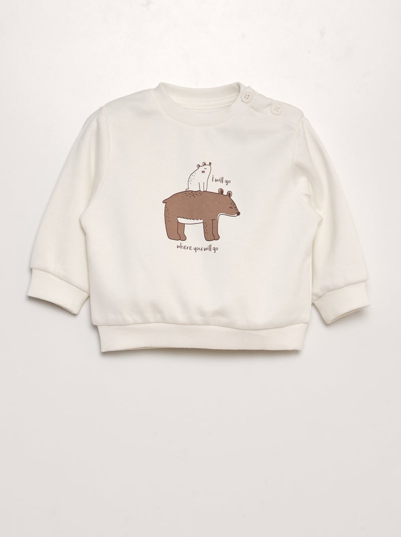 Conjunto de fato de treino sweatshirt + calças  - 2 peças BRANCO - Kiabi