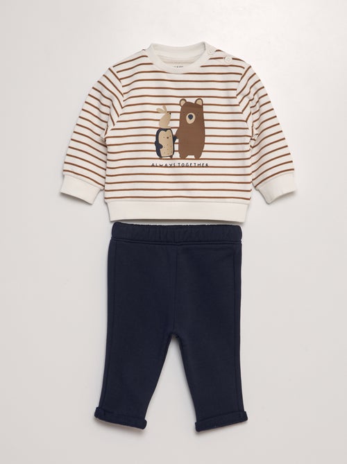 Conjunto de fato de treino sweatshirt + calças  - 2 peças - Kiabi
