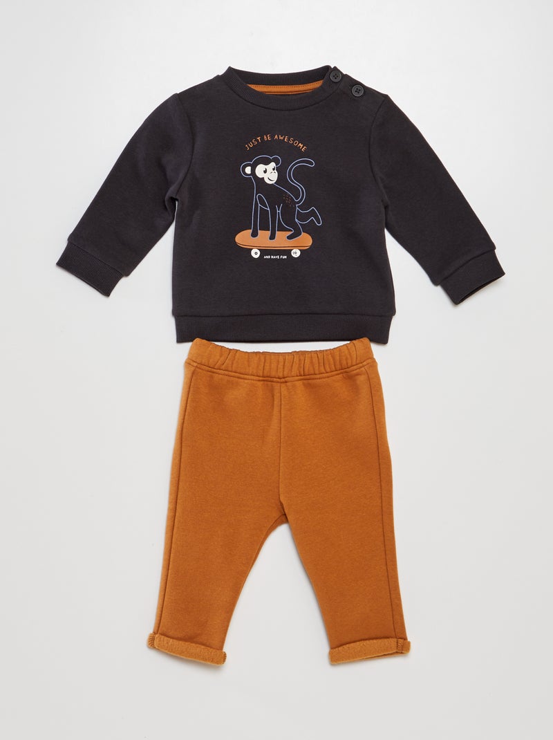 Conjunto de fato de treino sweatshirt + calças - 2 peças CINZA - Kiabi