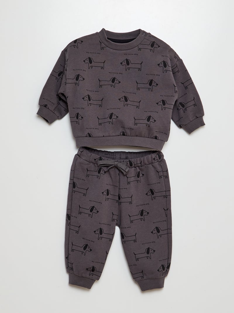 Conjunto de fato de treino sweatshirt + calças  - 2 peças CINZA - Kiabi