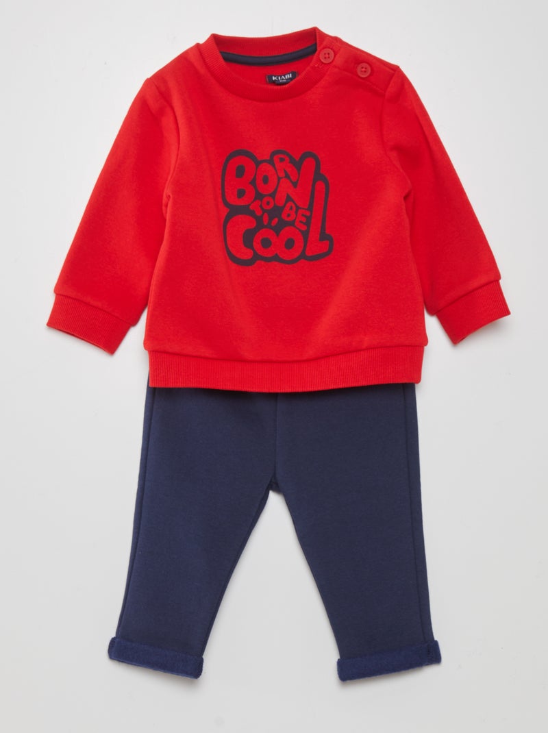 Conjunto de fato de treino sweatshirt + calças - 2 peças ROXO - Kiabi