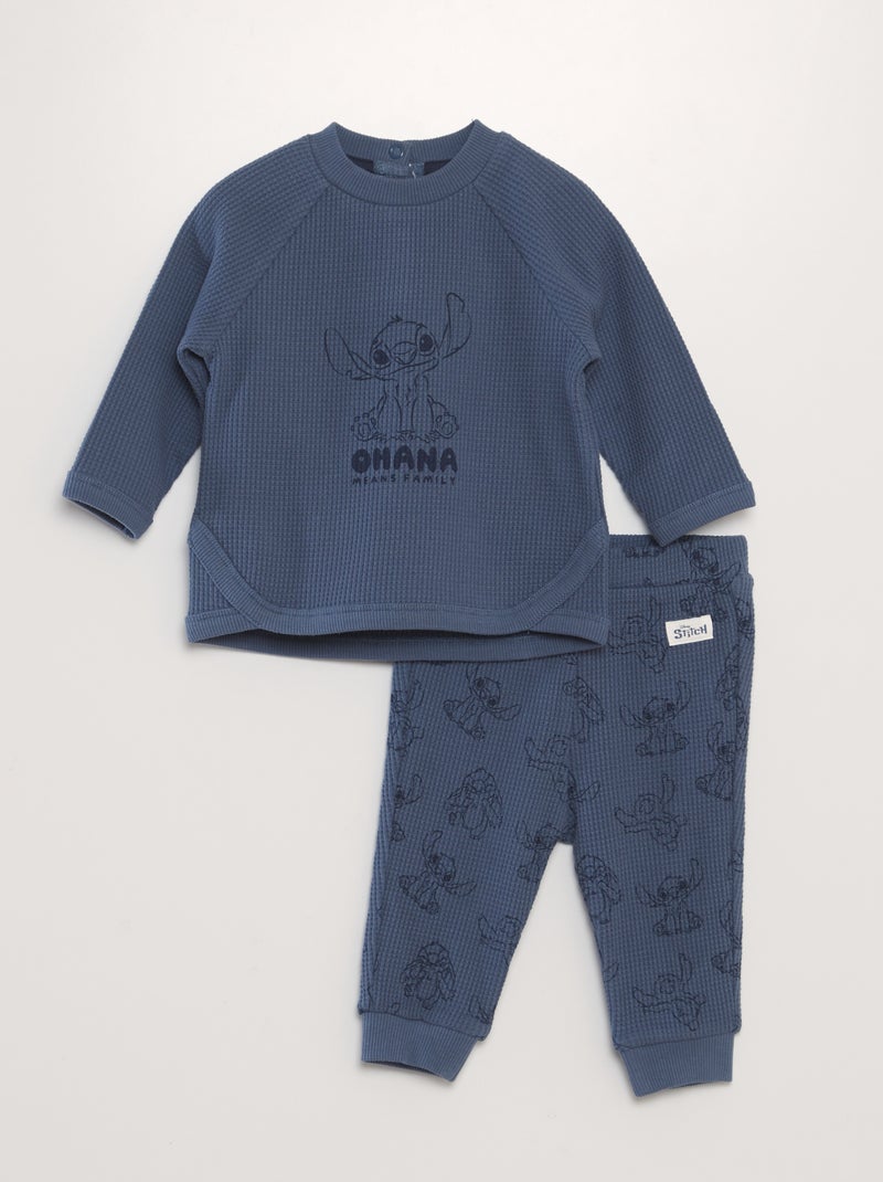 Conjunto de fato de treino sweatshirt + calças 'Disney' em ninho de abelha - 2 peças AZUL - Kiabi