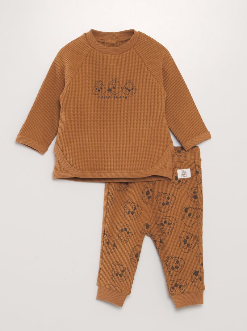 Conjunto de fato de treino sweatshirt + calças 'Disney' em ninho de abelha - 2 peças CASTANHO - Kiabi