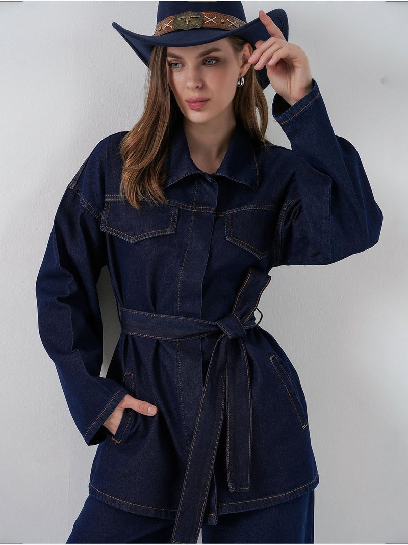 Conjunto de ganga com casaco com detalhes de bolsos e calças de perna reta bdart Azul-marinho - Kiabi